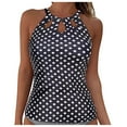 thumbnail image 1 of TOWED22 High Neck Tankini Top Backless Bathing Suit Tops for Women Swimsuit Top Key Hole Swim Top Only(Navy,S), 1 of 6