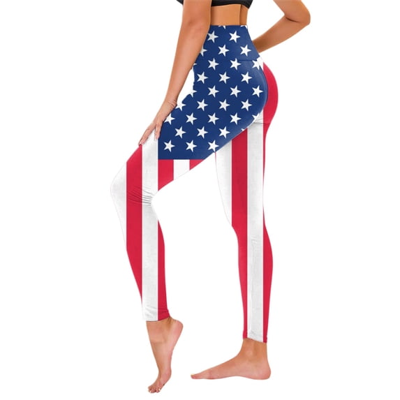 TOWED22 High Waist American Flag Leggings Women's Soft Yoga Running Pants(Red,XL)
