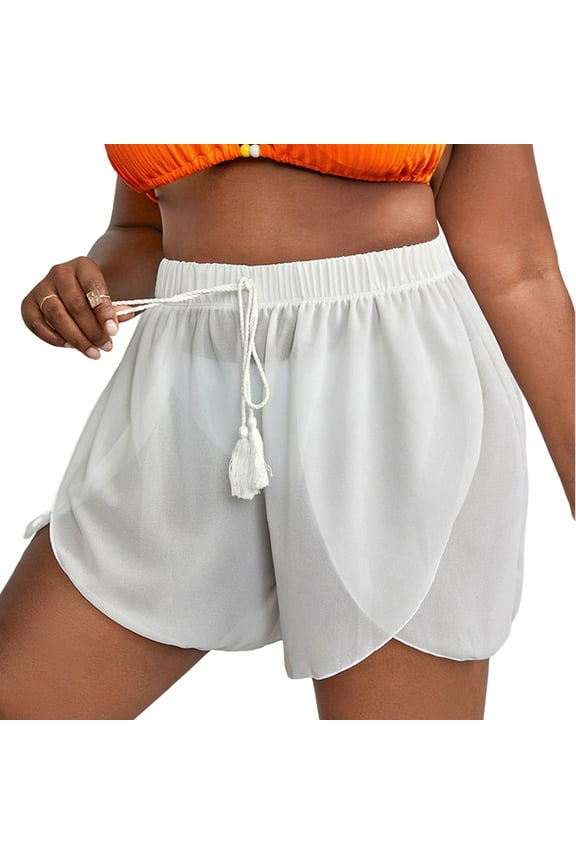 High-Waist Swim Shorts Boyshorts Swim Bottom Tankini Swimwear Shorts Bike Sport Pants(White,4XL)