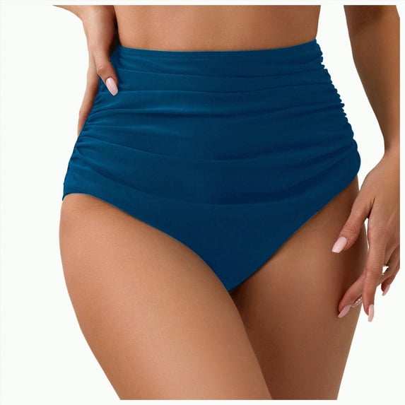 TOWED22 High Waisted Bikini Bottoms Ruched Tummy Control Swimsuits Bottoms Sexy Swim Bottom Bathing Suits for Women(BU2,XXL)