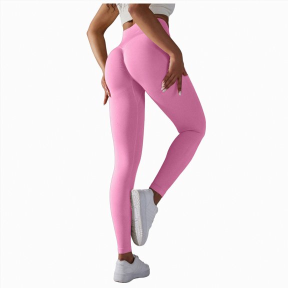TOWED22 High Waisted Leggings for Women - Tummy Control Pants Non See Through Workout Soft Yoga Pants for Running Plus Size(Pink,M)