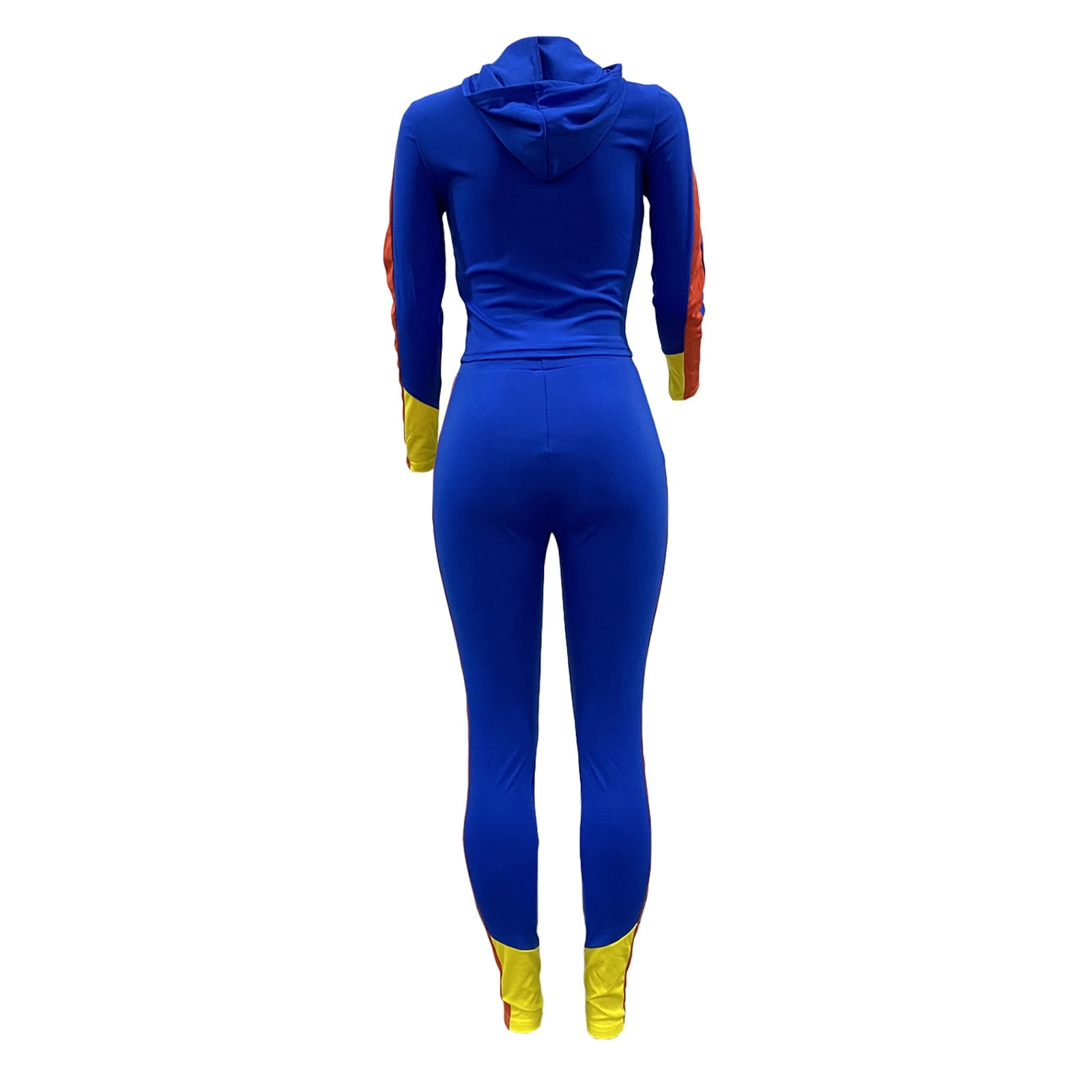 TOWED22 Holiday Outfits For Women,Women's Casual 2 Piece Tracksuit Outfit  Ribbed Crop Top Jogger Pants Matching Sets Sweatsuit(Blue,XL)