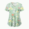 thumbnail image 1 of TOWED22 Holiday Scrub Tops for Women Short Sleeve Vneck Stretchy Nurse Workwear Uniforms Cute Printed 2 Pockets Scrub Shirt(Light Green,XL), 1 of 6