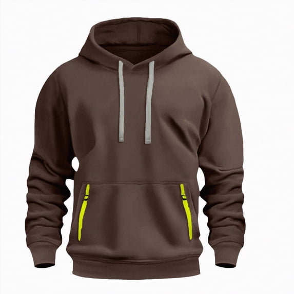 TOWED22 Hoodie Sweatshirt for Men Solid Color Hoodies Long Sleeve Pullover Athletic Classic Hooded Sweatshirts Comfy(Coffee,S)