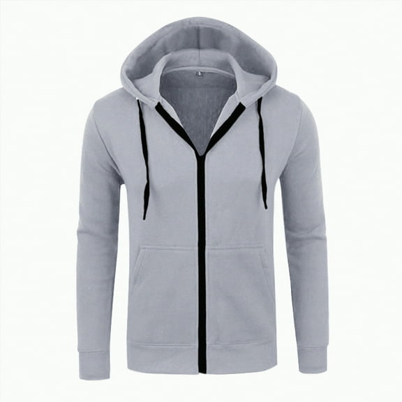 TOWED22 Hoodie for Men Full Zip Up Sweatshirts Hoodies Lightweight Fashion Jacket with Pockets(GY1,XL)