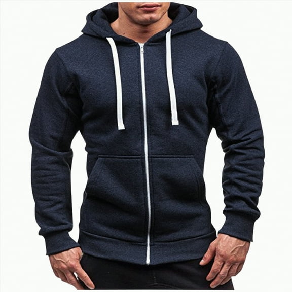 TOWED22 Hoodie for Men Full Zip Up Sweatshirts Hoodies Lightweight Fashion Jacket with Pockets(Navy,3XL)