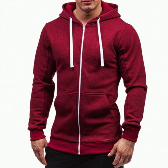 TOWED22 Hoodie for Men Full Zip Up Sweatshirts Hoodies Lightweight Fashion Jacket with Pockets(Red,XL)