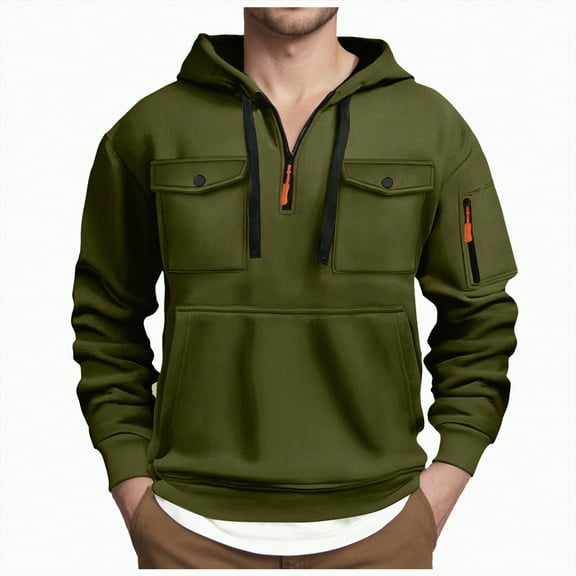 TOWED22 Hoodies For Men Quater Zip Up Pullover Sweatshirt Casual Workout Mens Hoodies with Pockets(AG,S)