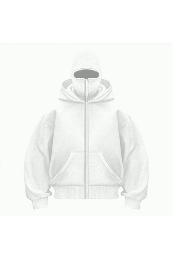 Hoodies for Men Full Zip Up Fleece Jackets Lightweight Sweatshirt Coat(White,3XL)