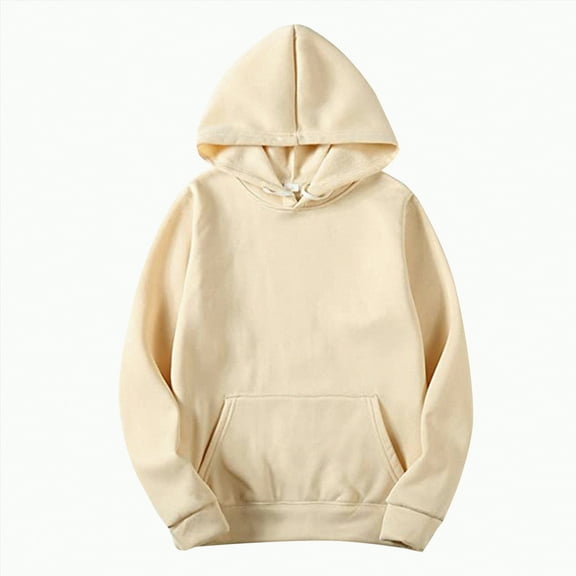 TOWED22 Hoodies for Men Letter Graphic Pullover Hoodie Long Sleeve Fleece Hooded Sweatshirt(Beige,S)