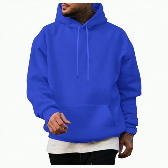 TOWED22 Hoodies for Men Letter Graphic Pullover Hoodie Long Sleeve Fleece Hooded Sweatshirt(Blue,XL)