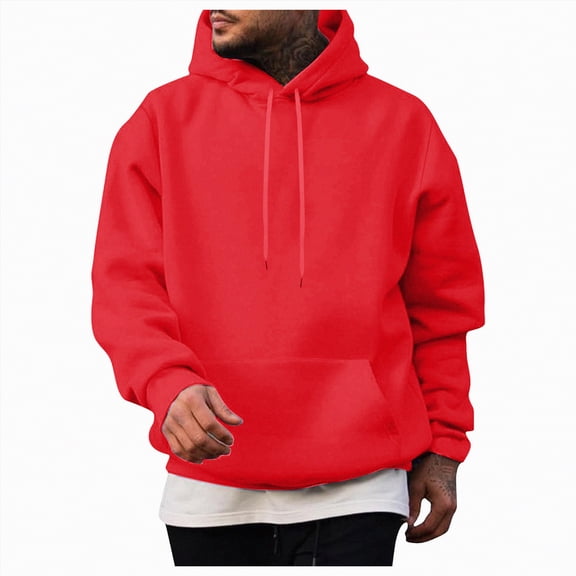 TOWED22 Hoodies for Men Letter Graphic Pullover Hoodie Long Sleeve Fleece Hooded Sweatshirt(Red,XXL)