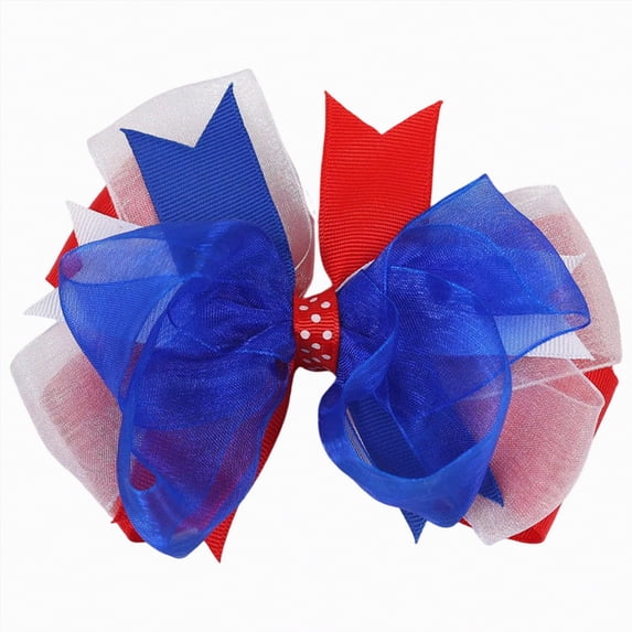 TOWED22 Independence Day Hair Clips 4th of July Glitter Hair Bow Clips Patriotic American Flag Hair Accessories with Star for Kids Girls(Watermelon Red)