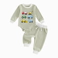 thumbnail image 1 of TOWED22 Infant Baby Boy Clothes 0 3 6 12 18 24 Months Fall Winter Outfit Cute Truck Printed Romper Pants 2Pcs Tracksuit,Green,12-18 M, 1 of 8