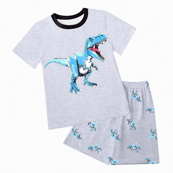 TOWED22 Infant Baby Boy Clothes 2 Pieces Crewneck Short Sleeve Round Neck Top T-Shirt Fire Truck Graphic Pocket Cargo Shorts Outfits(Light Gray,2-3 Y)