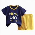 thumbnail image 1 of TOWED22 Infant Baby Boy Clothes 2pcs Short Sleeve Round Neck Top Shirt Casual Pocket Shorts Truck Outfits(Dark Blue,7-8 Y), 1 of 4