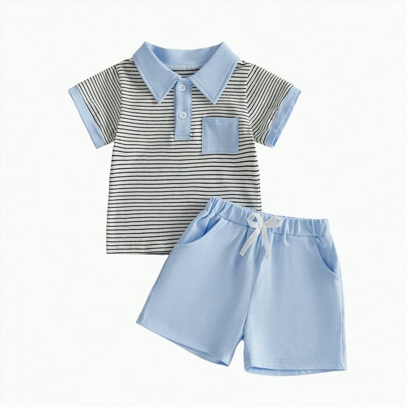 TOWED22 Infant Baby Boy Girl Clothes Set Boy/Girl Short Sleeve T Shirt Tops and Casual Shorts Set Cute Infant Newborn Clothes(Blue,2-3 Y)