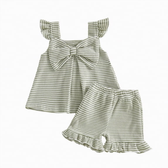 TOWED22 Infant Baby Cute Outfits 2 Piece Sleeveless Tank Tops and Shorts Lovely Casual Summer Sets Clothing(Light Green,18-24 M)
