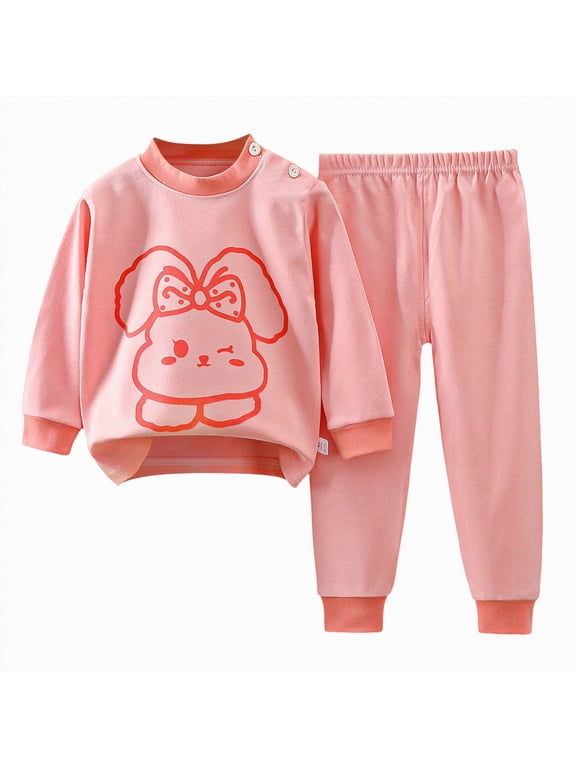 Infant Baby Girl 2 Piece Fall Winter Clothes Set Long Sleeve Round Neck Tee and Pants Outfits Clothing Soft Comfy(Pink,12-18 M)