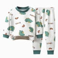 thumbnail image 1 of TOWED22 Infant Baby Girl Boy Clothes 2 Piece Long Sleeve Crew Neck Sweatshirt Tops Casual Pocket Joggers Pants Cartoon Outfits Toddler Clothing Set(Green,6-12 M), 1 of 4