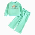thumbnail image 1 of TOWED22 Infant Baby Girl Fall Clothes Toddler Winter Outfits Ruffle Sleeve Sweatshirts Bell Bottom Pants Headband Set,Mint Green,7-8 Y, 1 of 5