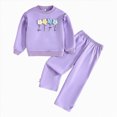 thumbnail image 1 of TOWED22 Infant Baby Girl Fall Clothes Toddler Winter Outfits Ruffle Sleeve Sweatshirts Bell Bottom Pants Headband Set,Purple,4-5 Y, 1 of 5