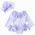 thumbnail image 1 of TOWED22 Infant Baby Girl One-Piece Swimsuit Long Sleeve Rash Guard for UPF 50+ Sun Protection Bathing Suit Purple,18-24 M, 1 of 6