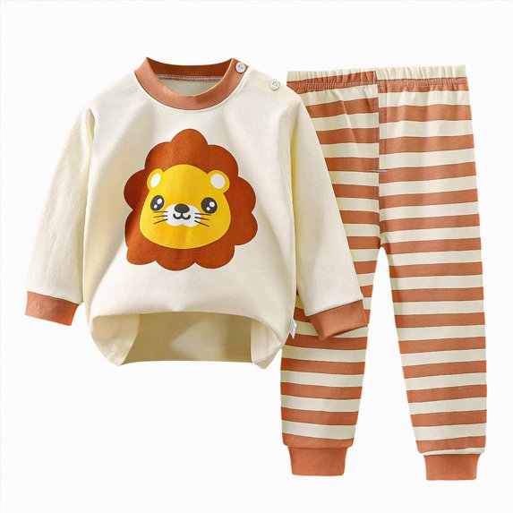 TOWED22 Infant Girl Cute Clothing Fall Winter Clothing Set 2 Piece Print Long Sleeve Soft Top and Relaxed Joggers Clothes(Beige,6-12 M)