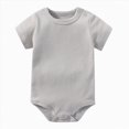 thumbnail image 1 of TOWED22 Infant Romper Solid Color One Piece Onesie Short Sleeve Summer Clothes for 0~12M Baby Light Gray,0-3 M, 1 of 4