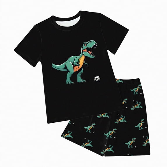 TOWED22 Infant Toddler Baby Boy Clothes 2pcs Round Neck Short Sleeve T-Shirt Top Pattern Pocket Shorts Dinosaur Outfits(Black,9-10 Y)