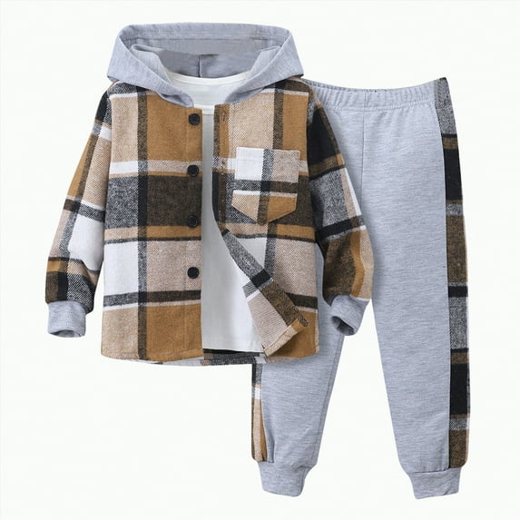 TOWED22 Toddler Baby Boy Outfits Long Sleeve Shirts Sweatshirt with Pants 2Pcs Winter Clothes(Grey,3 Y)