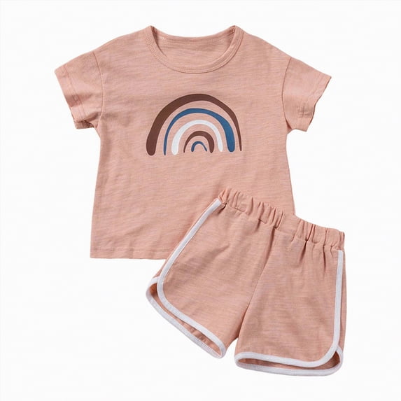 TOWED22 Infant Toddler Baby Girl Summer Clothes Bow Embroidery Short Sleeve T Shirts Top Shorts 2 Piece Summer Outfits Set Red,12-18 M