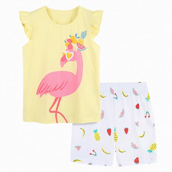 TOWED22 Infant Toddler Clothes 2pcs Cute Tank Tee Sleeveless and Shorts Sets Summer Clothing Sweet(Yellow,6-7 Y)