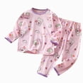 thumbnail image 1 of TOWED22 Infant Toddler Fall Clothes 2Pcs Set Long Sleeve Cute Print Round Neck Pullover Top Thick Sweatpants Warm Outfits(Light Pink,7-8 Y), 1 of 5