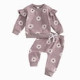thumbnail image 1 of TOWED22 Infant Toddler Girl Fall Winter Clothes Set Long Sleeve Cute Sweatshirt and High Waist Pants Print Outfits Clothing 2 Piece(Purple,12-18 M), 1 of 6