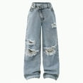 thumbnail image 1 of TOWED22 Jeans for Girls Wide Leg Baggy Denim Pants Cute High Waisted Trousers Kids Casual Y2k Streetwear with Pockets(Blue,11-12 Y), 1 of 7