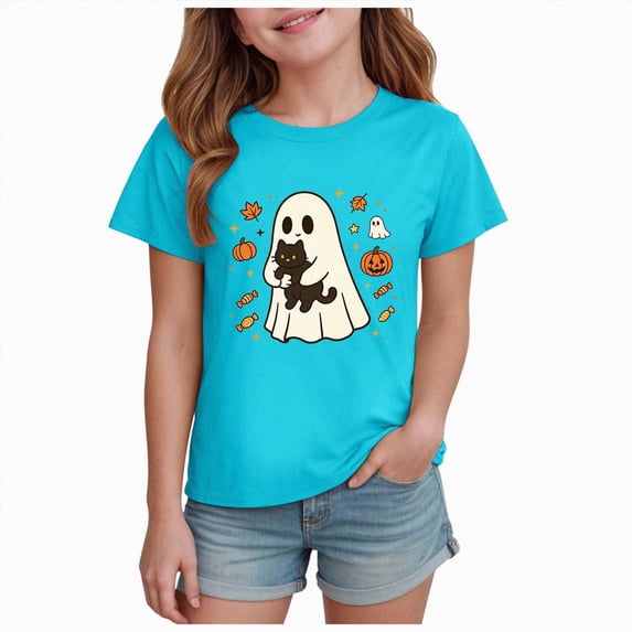 TOWED22 Kid Girl Boy Halloween Shirts Graphic T-Shirt Funny Spooky Season Outfit Fall Short Sleeve Tees Tops