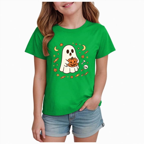 TOWED22 Kid Girls Boys Halloween T-Shirt Fun Graphic Shirts Spooky Season Tees Short Sleeve Fall Tops