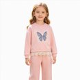 thumbnail image 1 of TOWED22 Kid Toddler Girl Clothes Cute Graphic Print Ruffle Sleeve Top Floral Pants 2PC Fall Winter Girls Outfits Clothing Set,Pink,5-6 Y, 1 of 8