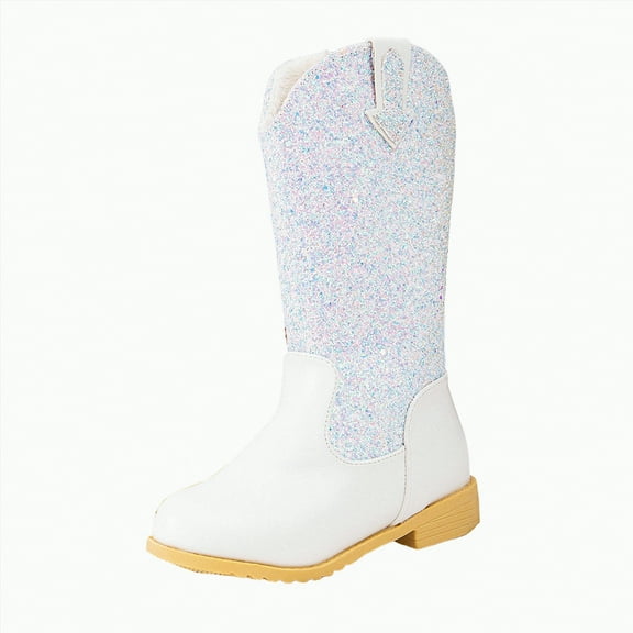 TOWED22 Kid's Girls Keen High Zipper Mid Calf Riding Winter Boots (Toddler/Little Kid/Big Kid)(White,2)