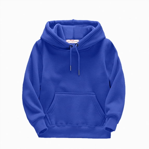 TOWED22 Kids Boy Girl Solid Casual Pocket Hoodie Sweatershirt Long Sleeve Pullover Tops,Blue,8-10 Y