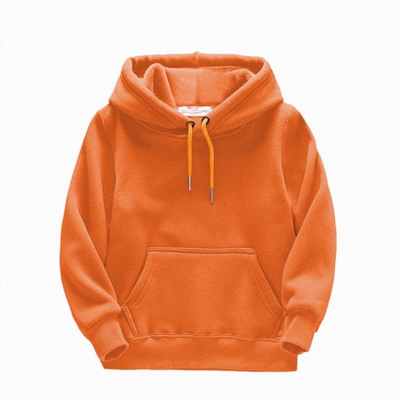 TOWED22 Kids Boy Girl Solid Casual Pocket Hoodie Sweatershirt Long Sleeve Pullover Tops,Orange,6-8 Y