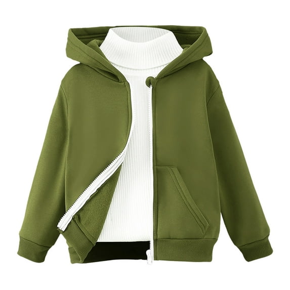 TOWED22 Kids Boy Toddlers Hoodie Sweatshirt Zip-Up Pullover Casual Kangaroo Pocket Athletic Clothes(Green,5-6 Y)