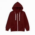 thumbnail image 1 of TOWED22 Kids Boys Girls Hoodie Sweatshirt Full Zip Up Casual Long Sleeve Solid Jacket Kids Lightweight Outwear with Pockets(Wine,3-4 Y), 1 of 5