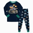 thumbnail image 1 of TOWED22 Kids Boys Pajama Set 2Pcs Long Sleeve Crewneck Top with Pants Elastic Waist Cotton Print Sleepwear Fall Winter 6-12 Months 12-24 Months 2t 3t 4t 5t 6t 7t 8t 9t Children,Black,2-3 Y, 1 of 6