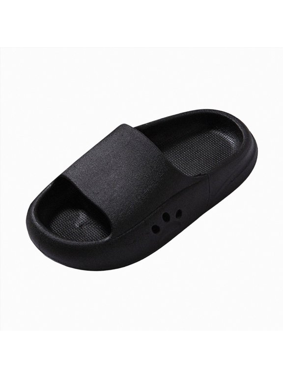 Kids Cloud Slides Boys Girls Pillow Slippers Shower Slip on Slide Sandals(Black,8)