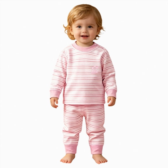 TOWED22 Kids Cozy Rayon From Bamboo Long Sleeve Pajamas Set Soft Stretchy Sleepwear Clothes For Girls Boys Cute Printed PJs 6-24 Months 2t 3t 4t 5t 6t 7t 8t 9t Children(Pink,80)