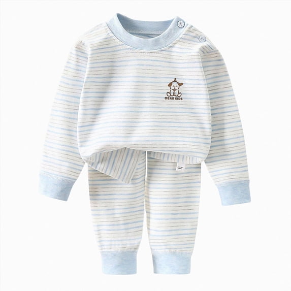 TOWED22 Kids Cozy Rayon From Bamboo Long Sleeve Pajamas Set Soft Stretchy Sleepwear Clothes For Girls Boys Cute Printed PJs 6-24 Months 2t 3t 4t 5t 6t 7t 8t 9t Children(Blue,90)