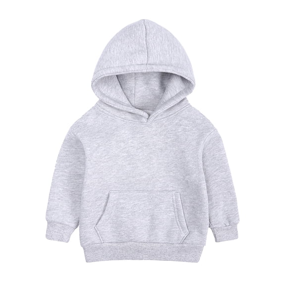 TOWED22 Kids Girls Pullover Hoodie Plain Long Sleeve Solid Color Sweatshirt Athletic Shirt with Pockets(Grey,8-9 Y)