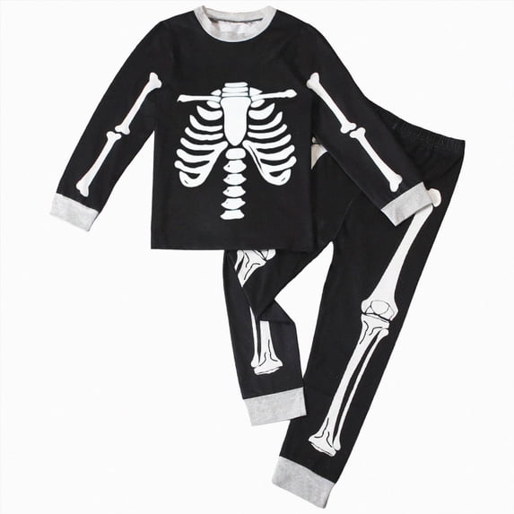 TOWED22 Kids Halloween Pajamas Toddler Boys Skeleton Glow in The Dark Pjs Girls Pumpkin Sleepwear Clothes Sets